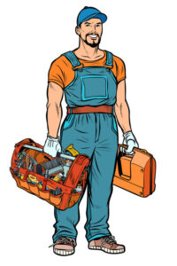 repairman handyman service professional. Pop art retro vector illustration kitsch vintage